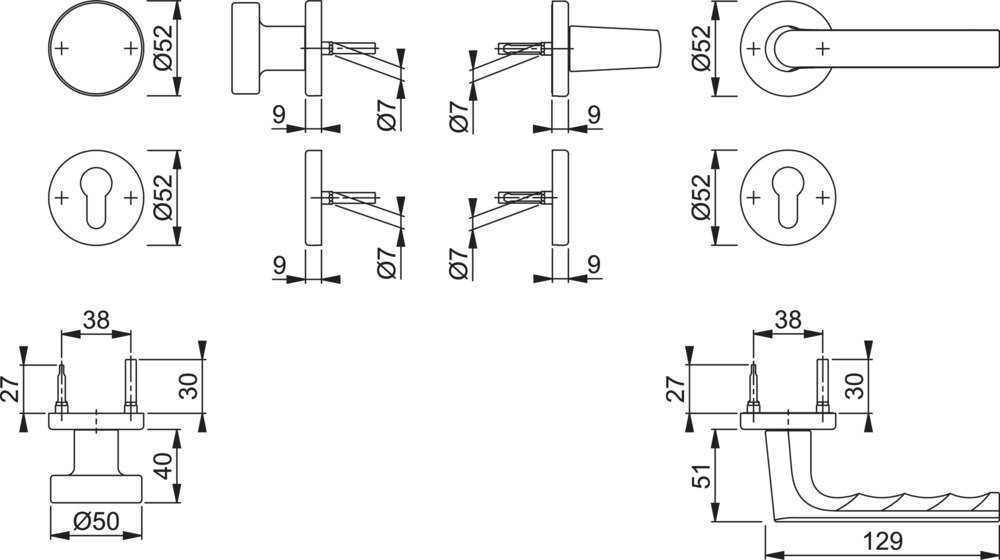 Türknopf, Türdrücker, Rundknopf, Türbeschlag, Griff