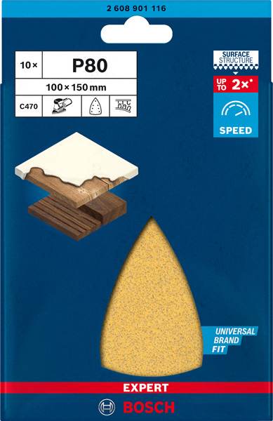 Bosch EXPERT C470 Schleifpapier mit 7 Löchern, 100 x 150&nbsp;mm, K 60, 10er-Pack