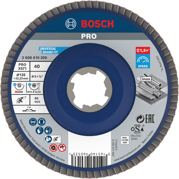 Bosch PRO X571 X-Lock Fächerschleifscheibe, 125 mm