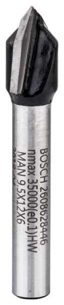 Bosch V-Nutfräser, 6 mm, D1 9,5 mm, L 12,35 mm, G 45 mm, 90°