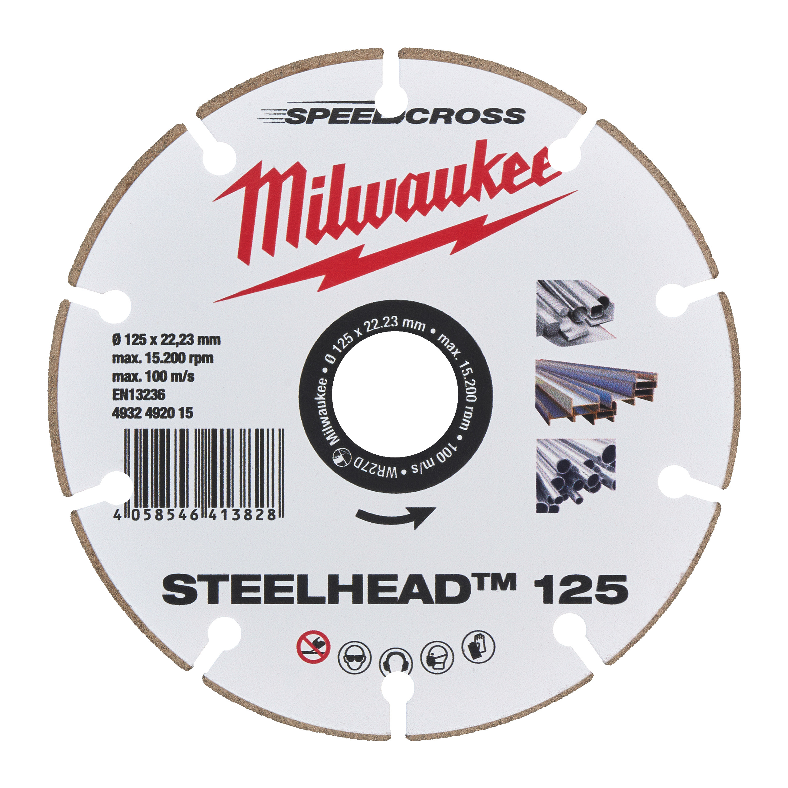 Milwaukee Diamanttrennscheibe für Stahl, Edelstahl und Beton DH STEELHEAD 125 mm