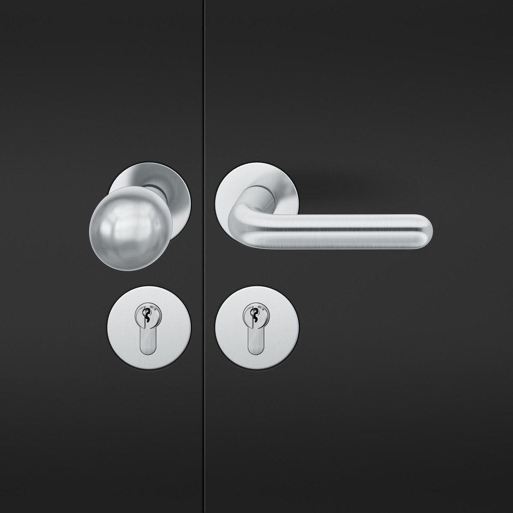 FSB FH Wechselgarnitur mit Rosetten 76 1147, Knopf 0 802, AGL3, VK 9, rund, flächenb., Edelstahl