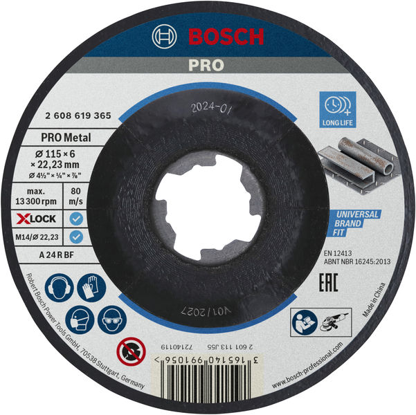 Bosch PRO Metal X-Lock Schleifscheibe, 115 x 6 x 22,23 mm