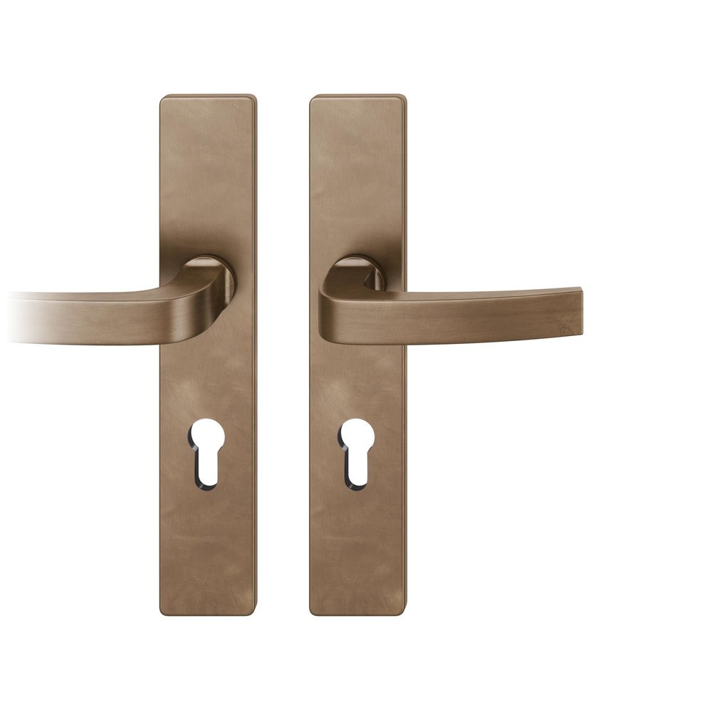 FSB Drückergarnitur mit Langschild 12 1163, VK 8, eckig, mit Nocken, Bronze