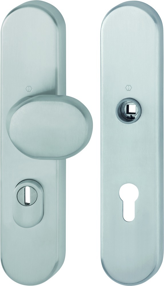 HOPPE Schutz-Wechselgarnitur mit Langschild E86G/3332ZA/3310, ohne Lochteil, ES2, 8/72 mm, Edelstahl