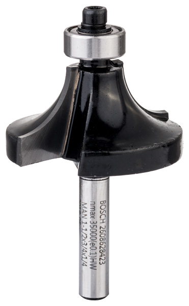 Bosch Abrundfräser, 1/4-Zoll, R1 12,7 mm, D 38,1 mm, L 18,6 mm, G 60 mm