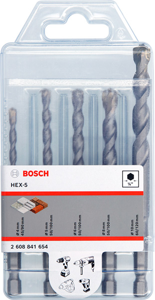 Bosch HEX-5 Betonbohrerset 5-tlg 4/5/6/8/1