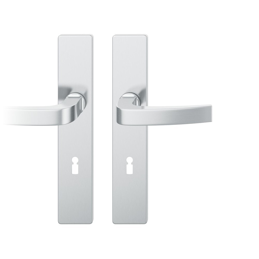 FSB Drückergarnitur mit Langschild 12 1163, VK 8, eckig, mit Nocken, Edelstahl