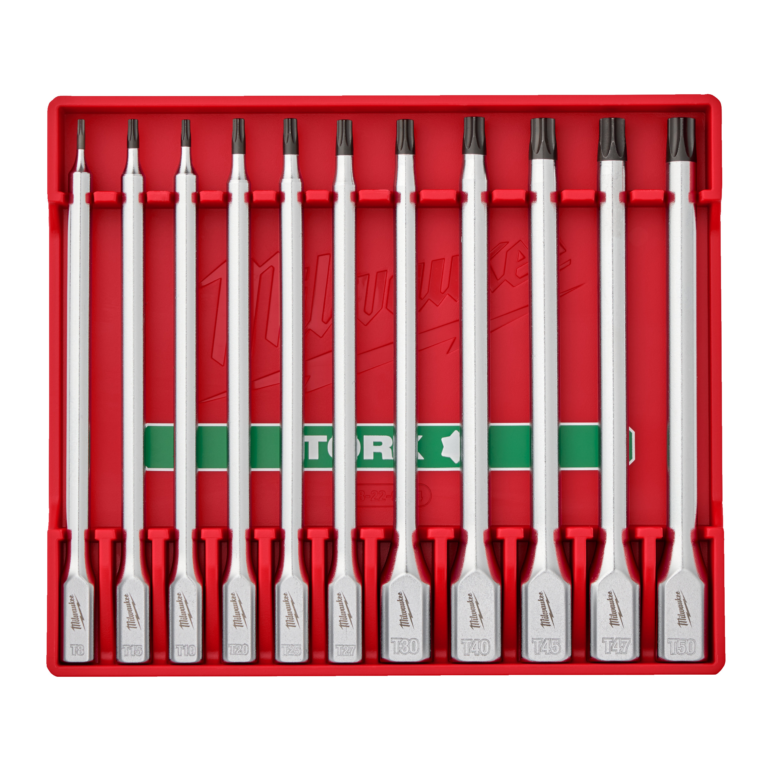 Milwaukee 11-teilig TX Bit-Steckschlüsseleinsatz 1/4" und 3/8" lang Set