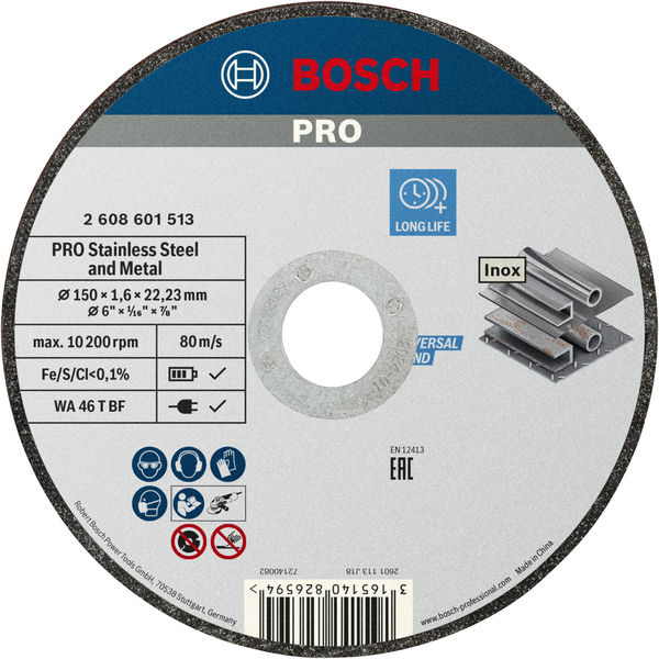 Bosch PRO&nbsp;Stainless Steel and Metal Trennscheibe, 150 x 1,6 x 22,23&nbsp;mm