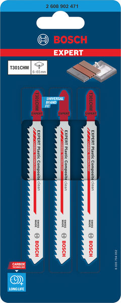 Produktbild Verpackung, saw blades, jigsaw blades, carbide teeth, universale Passform, 3er-Pack