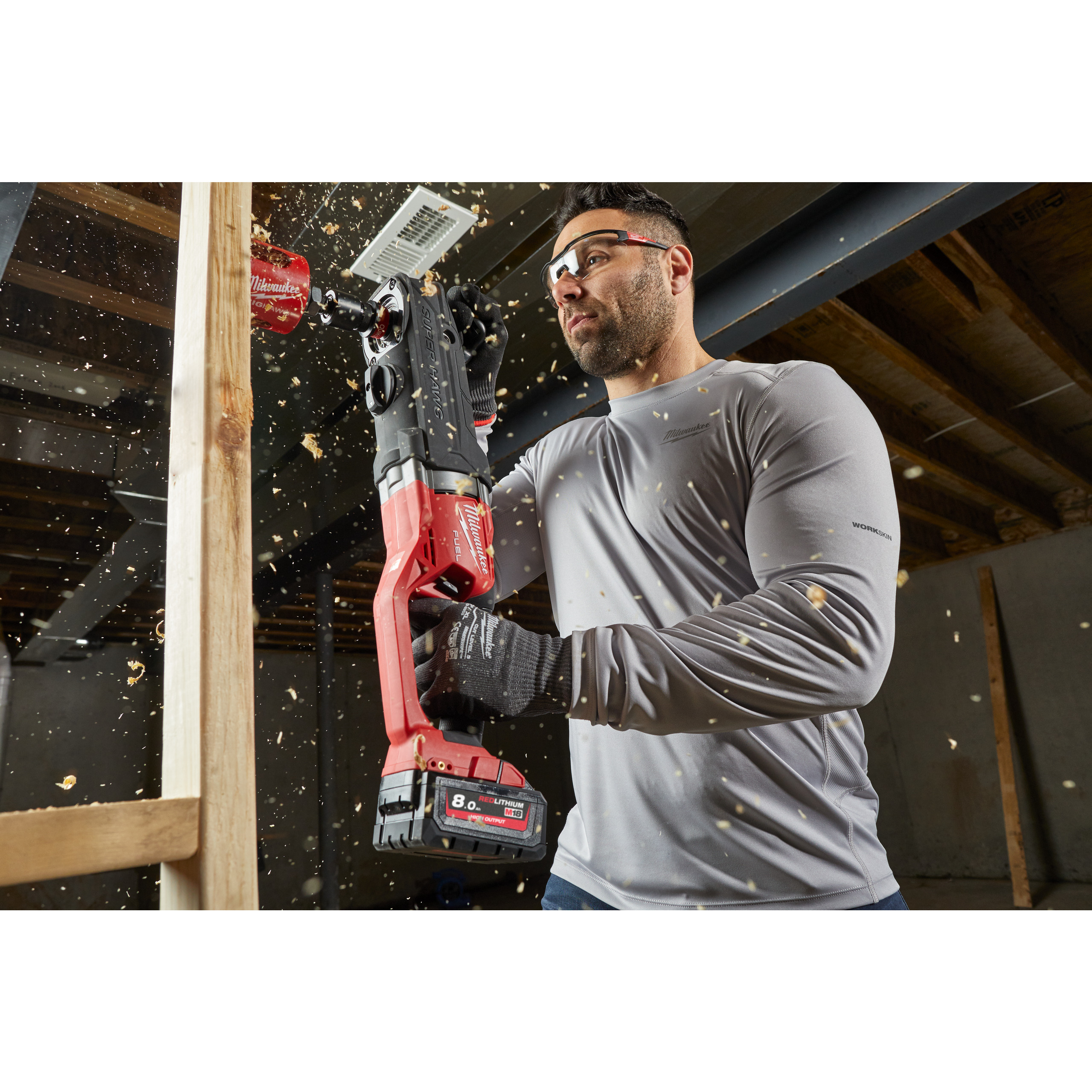 Milwaukee Funktions-Langarm-Shirt Funktions-Langarmshirt grau mit UV-Schutz WWLSG-L