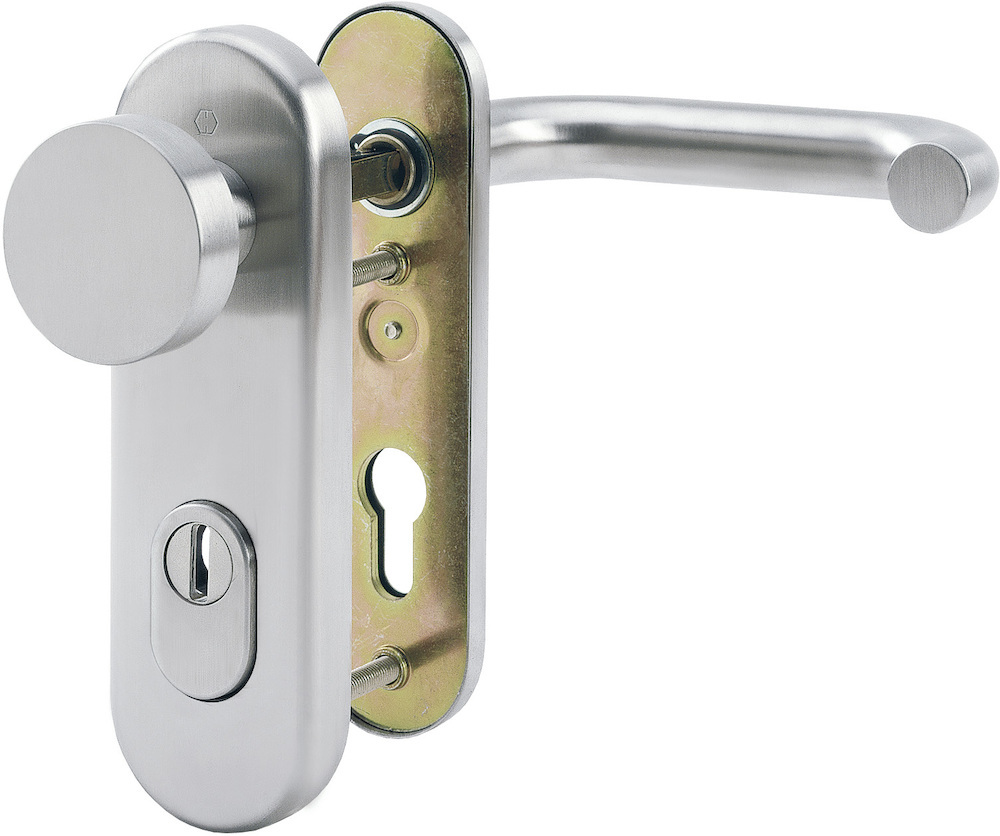 HOPPE FH-Schutz-Wechselgarnitur mit Kurzschild Paris FS-E58/3332KZA/353K-1/138F, Edelstahl