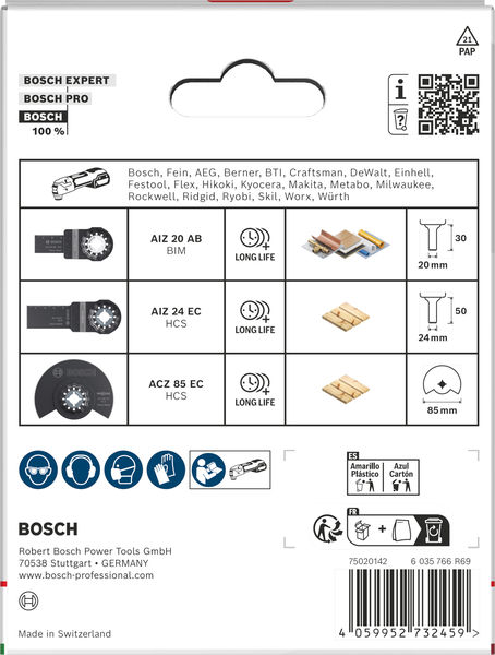Produktbild Verpackung, Schleifscheibe, Kreisschleifer-Adapter, Werkzeugkassette, Bohrergröße, Bosch Zubehör