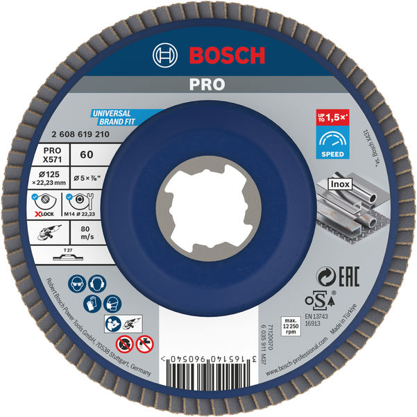 Bosch PRO X571 X-Lock Fächerschleifscheibe, 125&nbsp;mm, G60