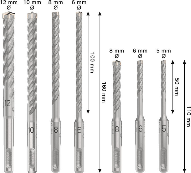 Bosch PRO SDS plus-5X Hammerbohrer-Set, 5/6/8/6/8/10/12&nbsp;mm, 7-tlg