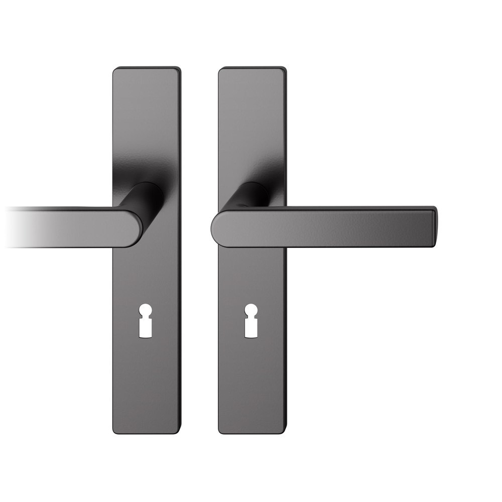 FSB Drückergarnitur mit Langschild 12 1244, VK 8, eckig, mit Nocken, Aluminium