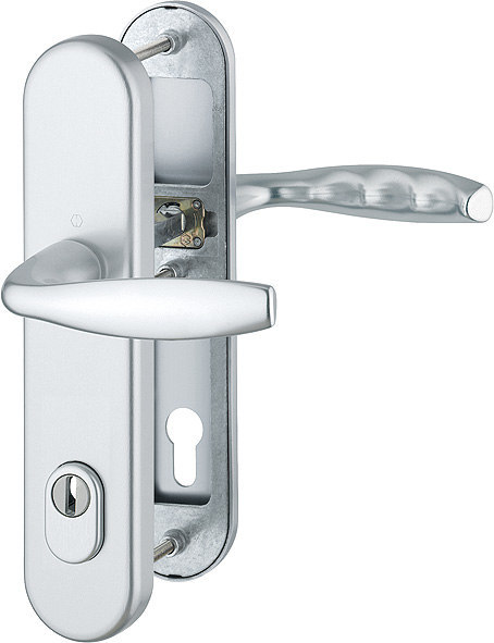 HOPPE Schutz-Drückergarnitur New York mit Langschild 1810H/3332ZA/3410, 10/92 mm, Aluminium