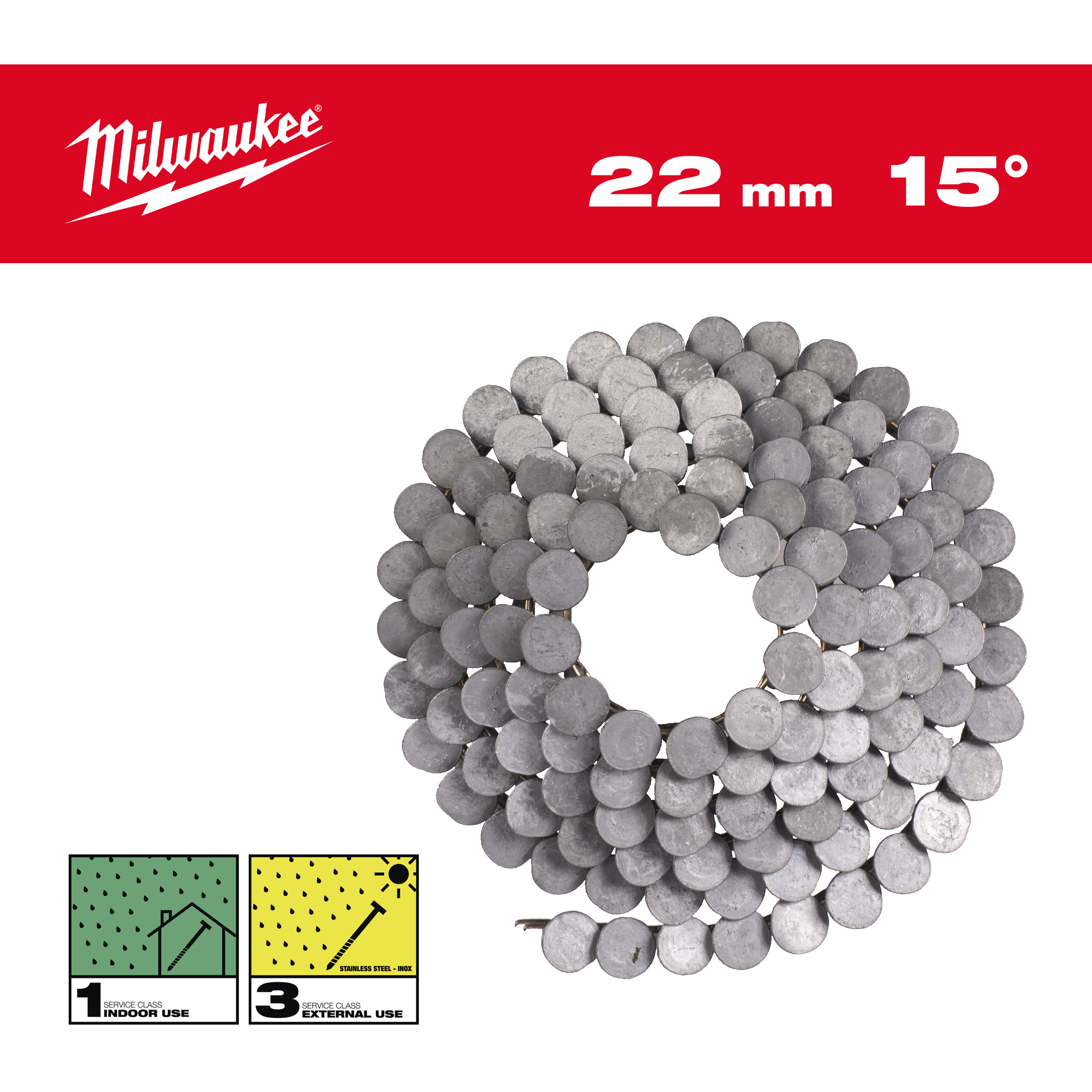 Milwaukee Coilnägel 3,05 x 22 mm Ringschaft feuerverzinkt, 15° für M18FRCN45