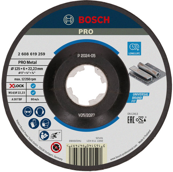 Bosch PRO Metal X-Lock Schleifscheibe, 125 x 6 x 22,23 mm