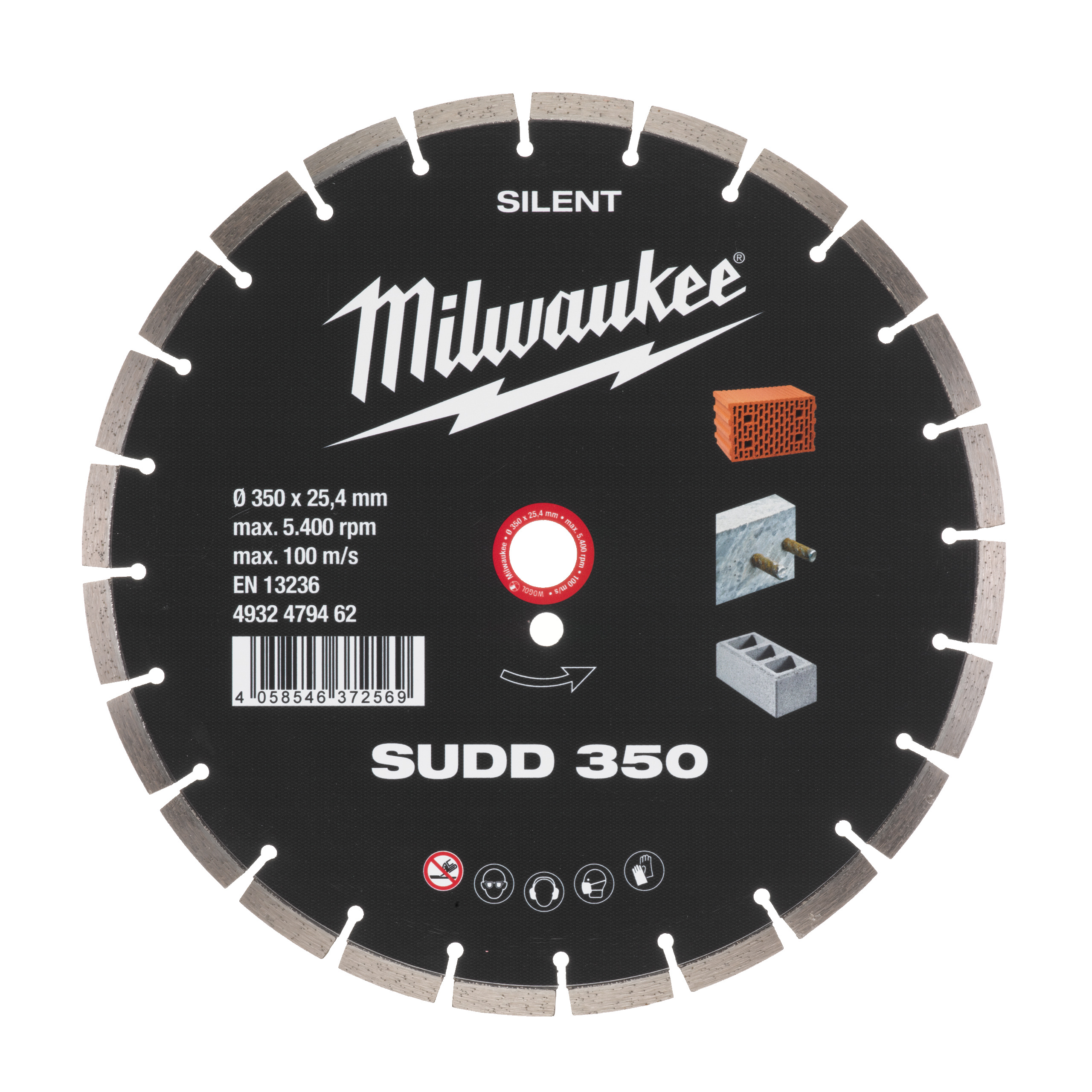 Milwaukee Diamanttrennscheibe für harte Materialien Silent SUDD 350 mm