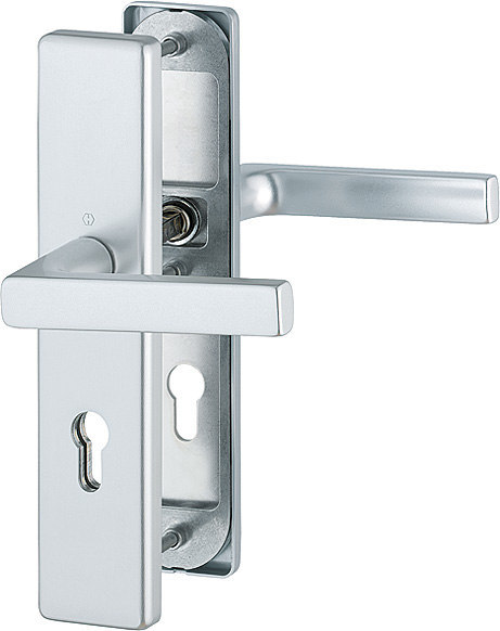 HOPPE FH Schutz-Drückergarnitur Dallas mit Langschild FS-1643F/2221/2210, Aluminium