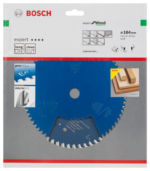 Bosch Kreissägeblatt Expert for Wood, 184 x 16 x 2,6 mm, 56