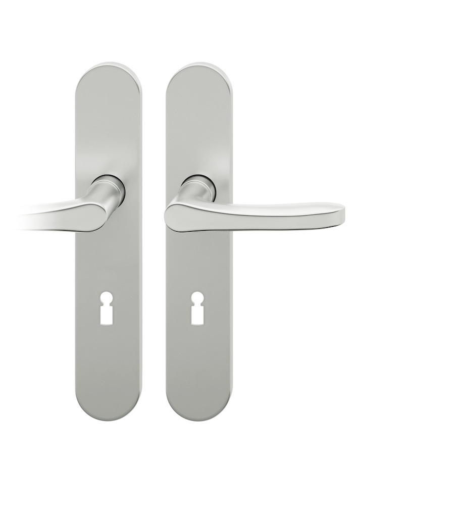 FSB Drückergarnitur mit Langschild 12 1106, VK 8, oval, mit Nocken, Aluminium