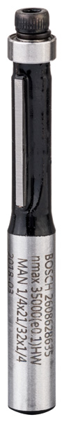 Bosch Laminat-Bündigfräser, 1/4-Zoll, D1 6,35 mm, L 16,2 mm, G 54 mm
