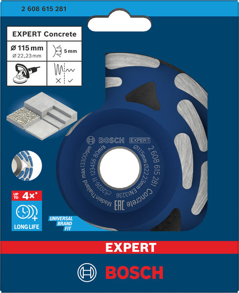 Produktbild Verpackung, Schleifscheibe, Spitzenschleifscheibe, Körnung 115 mm, Bosch Expert, Universal-Band-Fit
