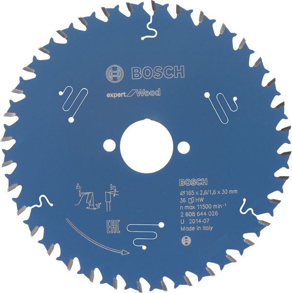Bosch Kreissägeblatt Expert for Wood, 165 x 30 x 2,6 mm, 36
