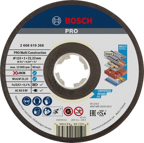 Bosch PRO Multi Material X-Lock Trennscheibe, 115 x 1 x 22,23 mm