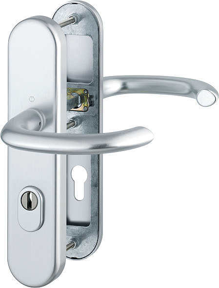 HOPPE Schutz-Drückergarnitur Marseille mit Langschild 1138/3332ZA/3410, 8/72 mm, Aluminium