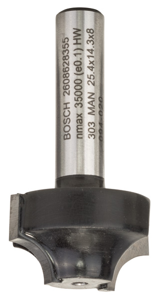 Bosch Kantenform-Ovolo-Fräser, 8 mm, R1 6,3 mm, D 25,4 mm, L 14 mm, G 46 mm