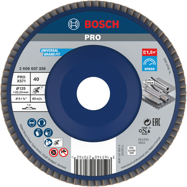 Bosch PRO X571 Fächerschleifscheibe, 115 mm, G40