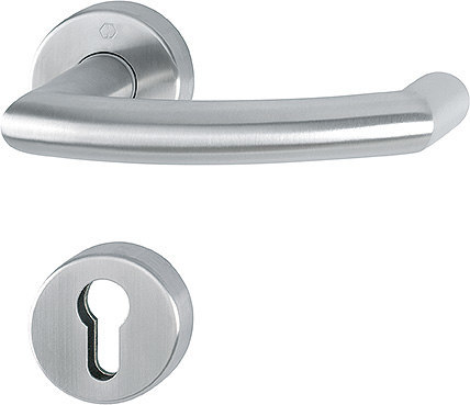 HOPPE FH Drückergarnitur mit Rosetten Tromsø FS-E1431/42H/42HS, Edelstahl