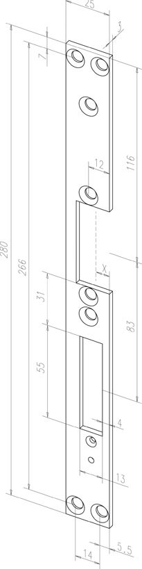 Flachschließblech effeff für Türöffner 003, Edelstahl