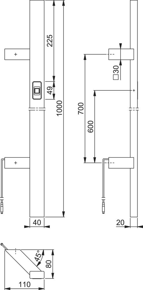 aluminiumsprofil, haustürschloss, zylinderschloss, kabel, messdiagramm