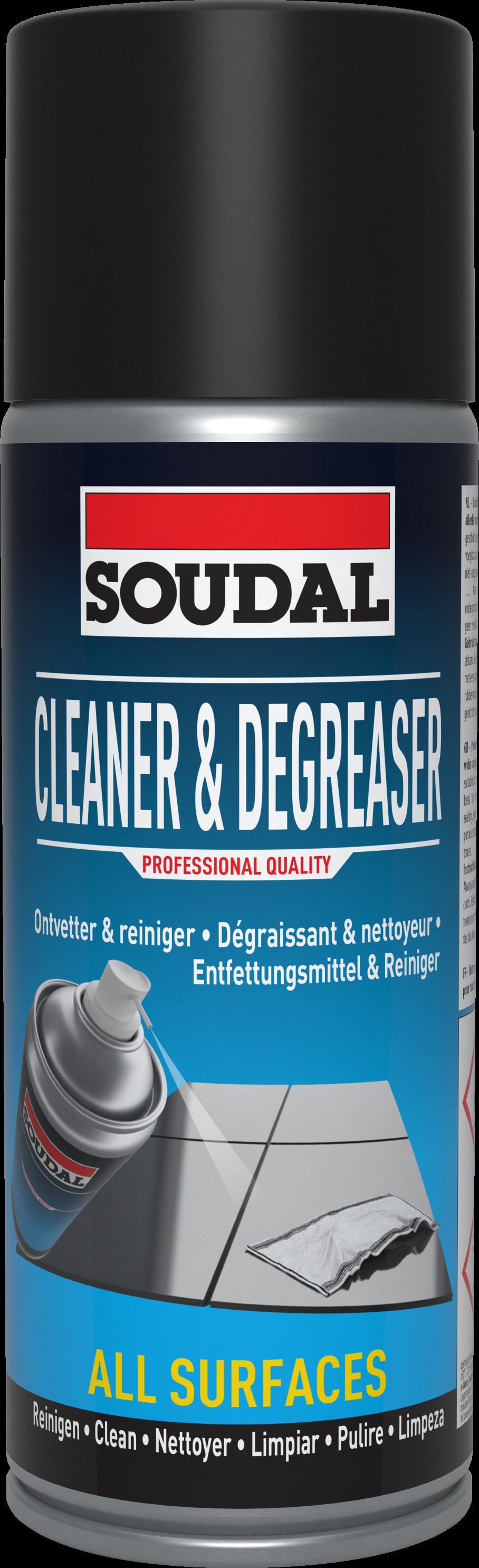 Reinigungsspray, Entfetter, Aerosoldose, schwarz-blau, für alle Oberflächen