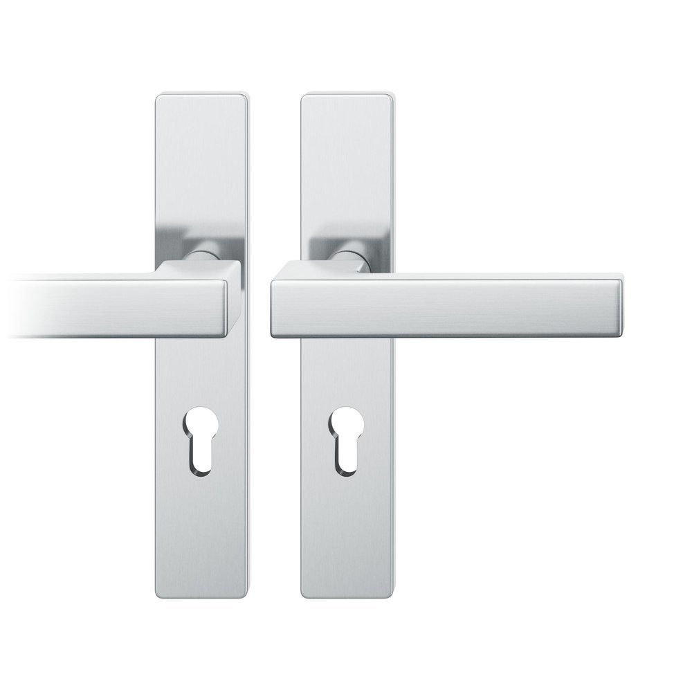 FSB Drückergarnitur mit Langschild 72 1183, eckig, Edelstahl