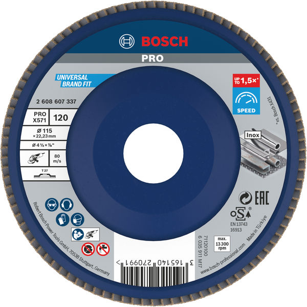 Bosch PRO X571 Fächerschleifscheibe, 115&nbsp;mm, G120