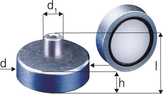 Neodym-Magnet-Flachgreifer mit Gewindebuchse