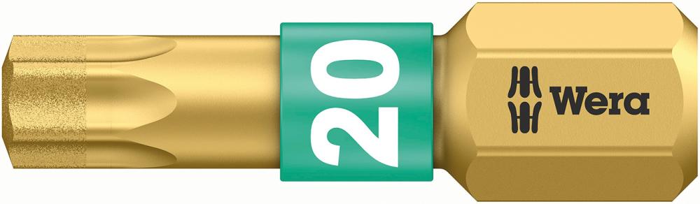 Bit für TORX-Schrauben 1/4", 25 mm lang, diamantbeschichtet mit Bi-Torsionsbereich, Wera