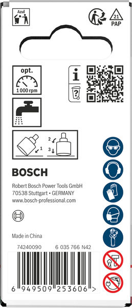 Produktbild Verpackung, BOSCH, Werkzeuge, Geäuse, Hergestellt in China, Rühr-/Schleifwerkzeug