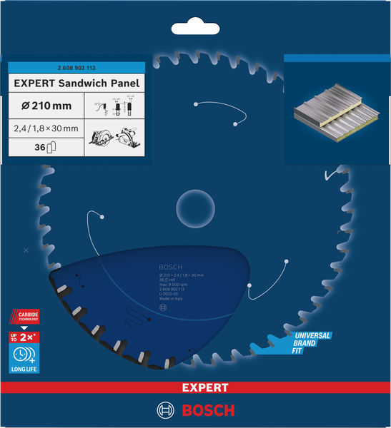 Produktbild Verpackung, Kreissägeblatt, Experte, Bosch, Hartmetallzähne, Universalpassung