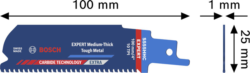 Bild der Produktabmessungen, metallklinge, saw blade, tct- zähne, kobalt technologie, kantenform