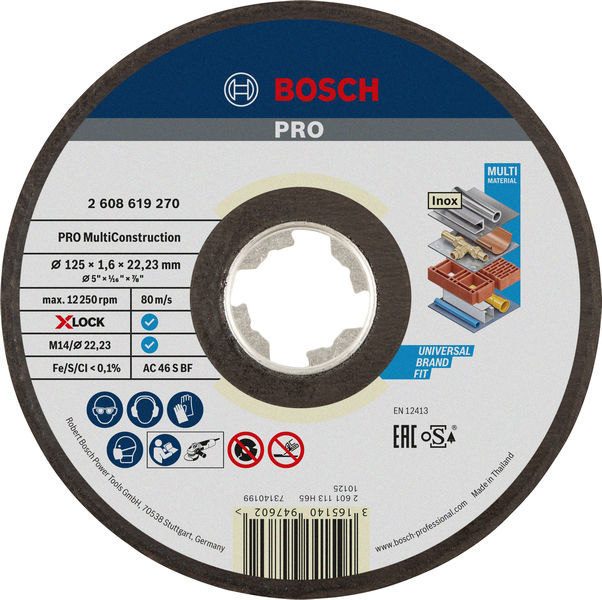 Bosch PRO Multi Material X-Lock Trennscheibe, 125 x 1.6 x 22,23 mm