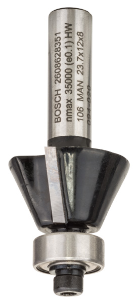 Bosch Laminat-Bündigfräser, 8 mm, D1 23,7 mm, B 5,5 mm, L 12 mm, G 54 mm, 25°