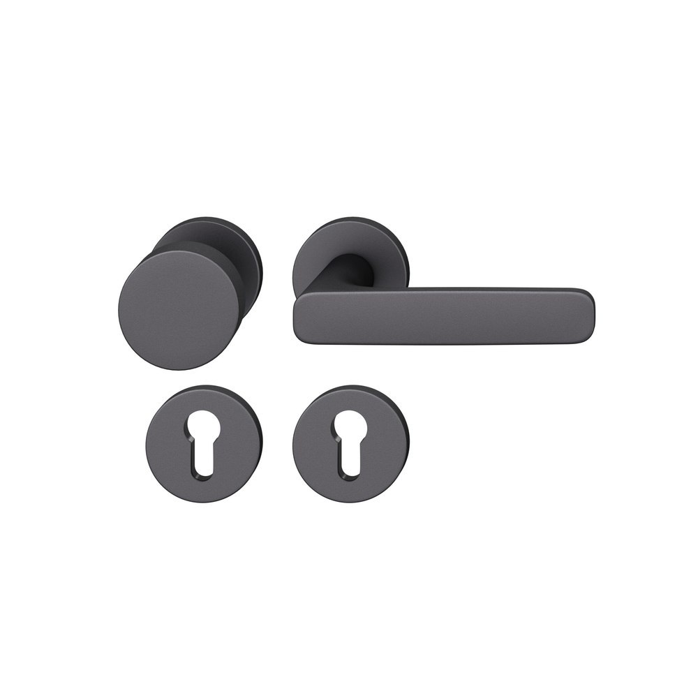 FSB FH Wechselgarnitur mit Rosetten 76 1289, AGL3, rund, VK 9 mm, Knopf 0829, Aluminium