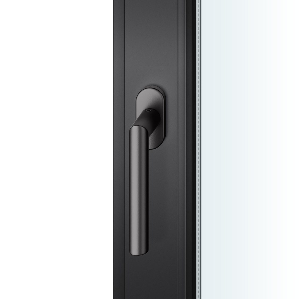 FSB Fenstergriff 34 1076, Standard, oval,Vierkant 7/24-38, tiefschwarz farbig kunststoffbeschichtet